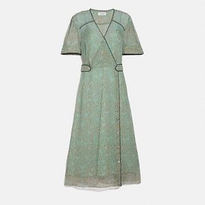 Printed Long Chiffon V Neck Dress from Coach